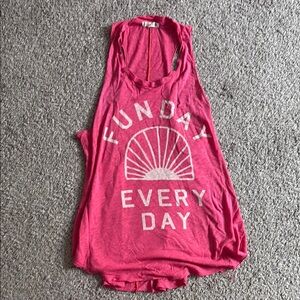 Sunday Pink Relaxed Cut Out Tank Top